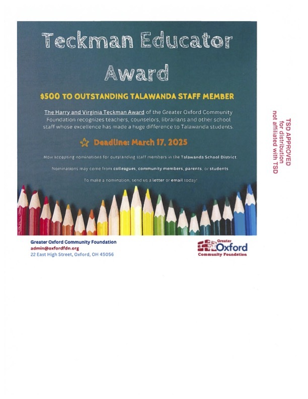 Teckman Award Information flyer